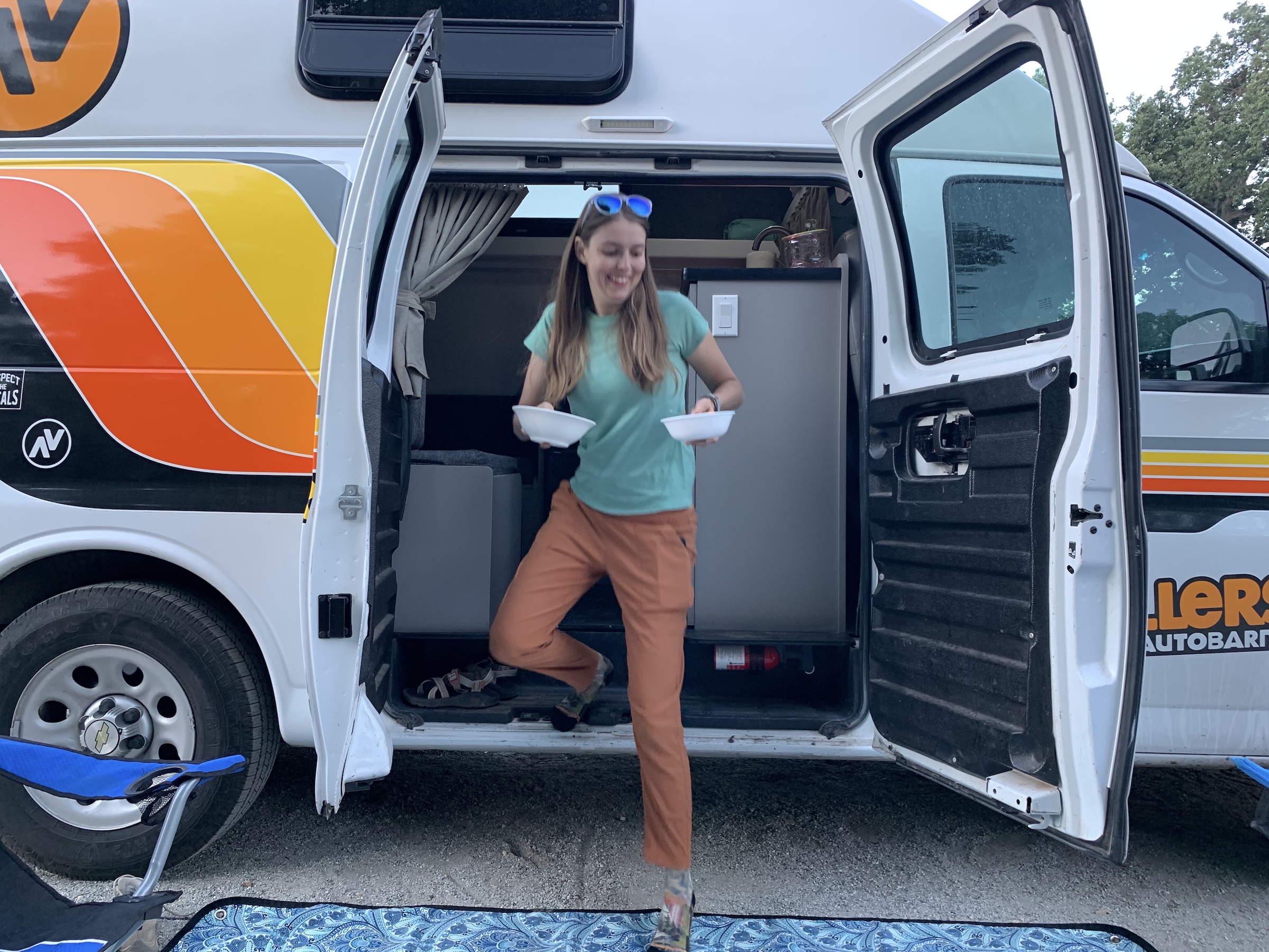 Travellers Autboarn campervan living on the road campervan living space