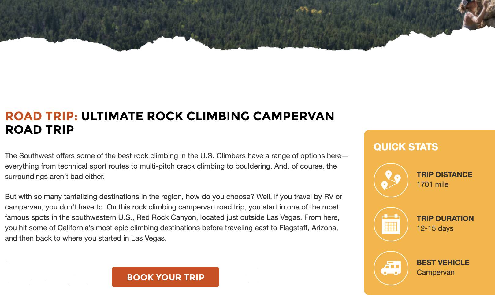 a webpage describing a week-long Travellers Autobarn Kuga Campervan itinerary