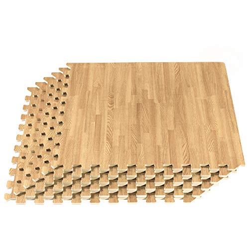 FOREST FLOOR Thick Printed Foam Tiles, Premium Wood Grain Interlocking Foam Floor Mats, Anti-Fatigue Flooring, 3/8" Thick