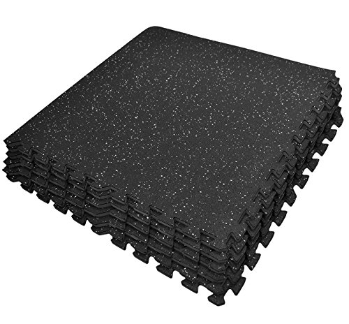 Sivan Health and Fitness Exercise Mat Tiles, High Density EVA Foam with Rubber Top for Home Gym Heavy Workout Equipment Flooring, Interlocking Puzzle Floor - 24 Sq Ft